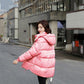 Women's Winter Korean Loose Quilted Coat Warm Stand-collar Down Jacket Women's Glossy Mid-length Down Jacket