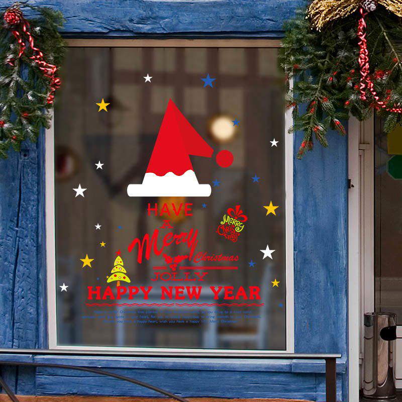 [Wall sticker ]Christmas Hat Tree Wall Stickers Home Decor Living Bedroom Shop Glass Door Decoration