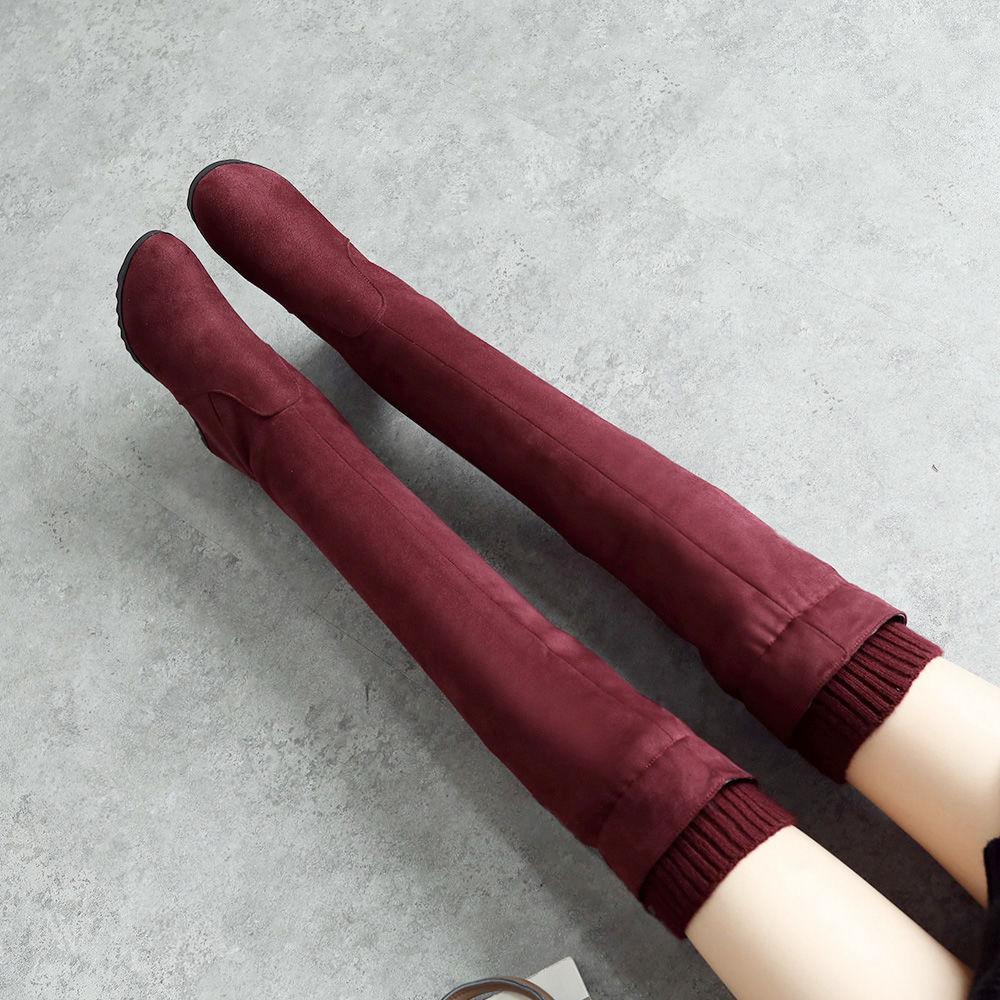 Autumn Winter Increase Wedge Heel Over Knee Boots Women's Stretch Suede High Boots