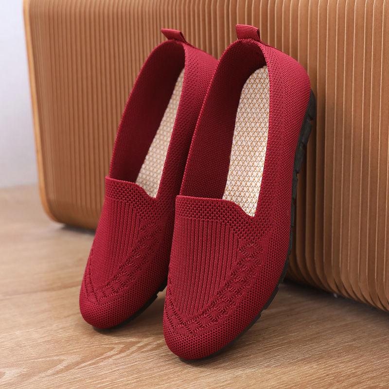 Soft-soled Non-slip Single Shoes for The Elderly Breathable Flying Woven Mesh Shoes Casual Versatile Middle-aged and Elderly Shoes