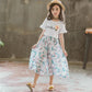 Girls Summer Dress Girls Skirt Pants Suit Medium and Large Children's Short-sleeved Wide-leg Pants Casual Two-piece Suit