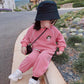 Girls' Suits Spring and Autumn Vacation Two-piece Sweater Long Pants Little Girls Loose Solid Color Two-piece Sweater Sets Casual Wear
