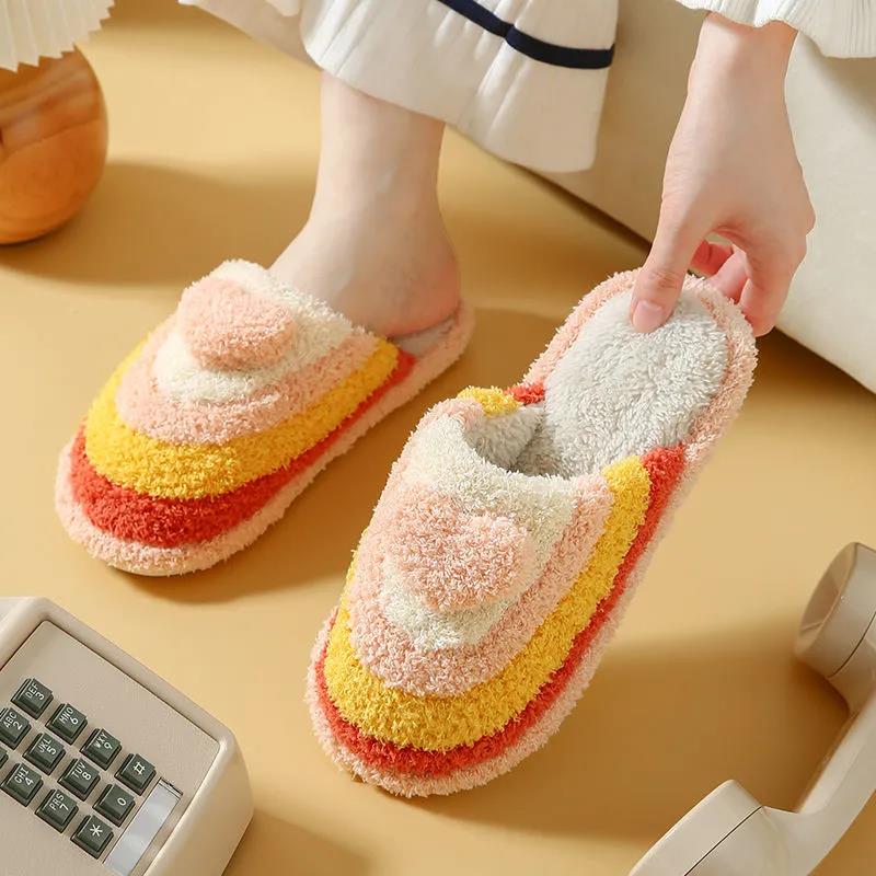 Autumn and Winter Pure Soles Cotton Shoes Indoor Dressing Plain Furry Shoes Fashion Casual Trend