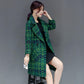 Vintage  Houndstooth Coat Ladies Plaid Imitation  Woolen Coat Long Slim and Thick Trench Coat Plus Size Tweed Jacket