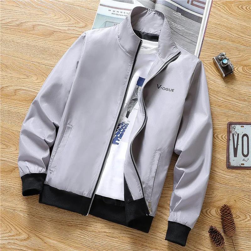 Men's Spring and Autumn Jacket Casual Men's Stand-up Collar Solid Color Casual Jacket Trend Men's Clothing