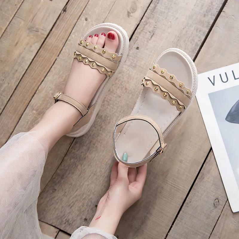 Sandals Female Students Korean College Style Summer All-match Soft Sole Pregnant Women Shoes Flat Non-slip Beach Shoes