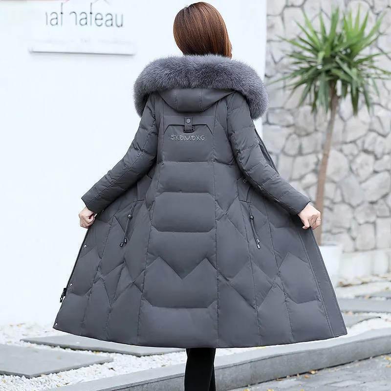 Women's Down Cotton Jacket Winter Long Section Over The Knee Thick Slim Slimming Coat Women