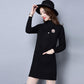 Mid-length Loose Dress In Autumn and Winter Casual Knitted Pullover Base Skirt Half-high Collar Thickened Female Sweater Dress