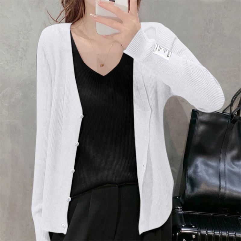 V-neck Bottoming Shirt Coat Slimming Cardigan Ladies Shirt Sweater