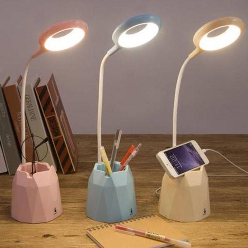 USB Rechargeable LED Desk Lamp Touch Dimming Adjustment Table Lamp for Reading Study Bedside Bedroom