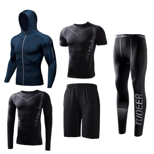 5Pcs Men's Gym Sportswear Running Track Suits Male Outdoors Suit Men Outdoor Jogging Sportswear
