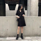 Black Dress Women's Cool Girl Summer Dress Short Sleeve Turn-down Collar Knee-length Daily Wear Office Dating Party
