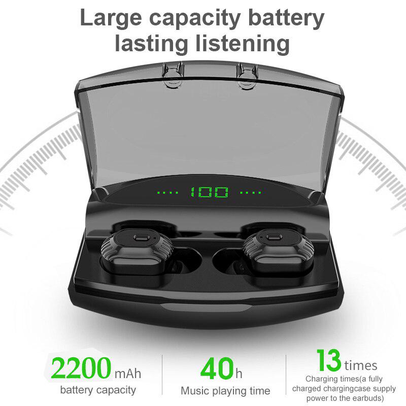 TWS Wireless Bluetooth Earphone 5.0 8D Stereo Digital Display Charging Cabin Invisible Sport Headset