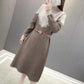 Long Sweater Dress Women Turtleneck Thickened Knee-length Lace Base Dress Temperament Knitted Dress