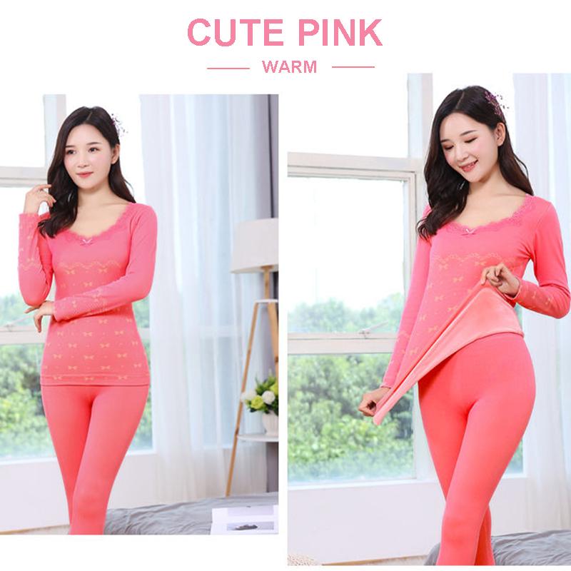 Thermal Underwear Women's Thickening and Velvet Suit Tight-fitting Body Students Autumn Clothes Long Trousers Youth Winter Cotton Sweater