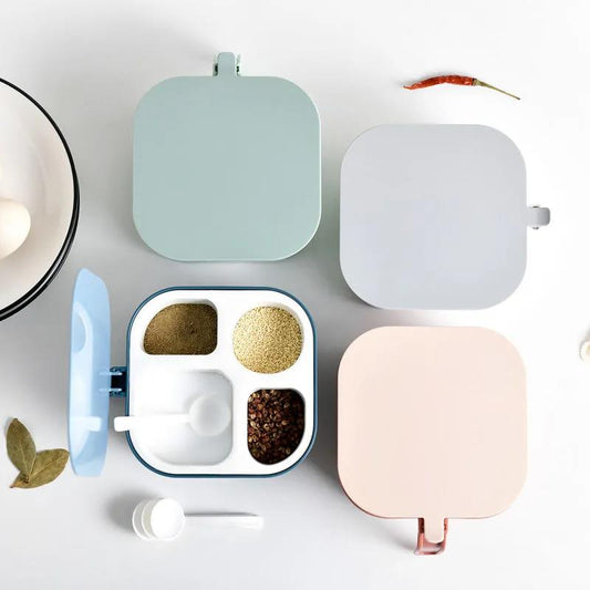 Home-kitchen Spices Seasoning Box Storage Box Multi-box Grid with A Spoon Seasoning Box