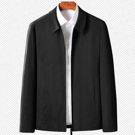 Middle-aged and Elderly Fall/winter Coat Loose Lapel Jacket Middle-aged Pure Color Casual Top
