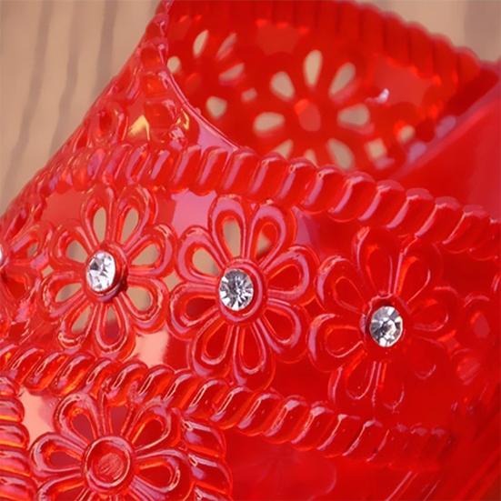 Women's Spring Summer Slippers Large Size All-match Thick Heel Slippers Transparent Rhinestone Middle Heel Sandals