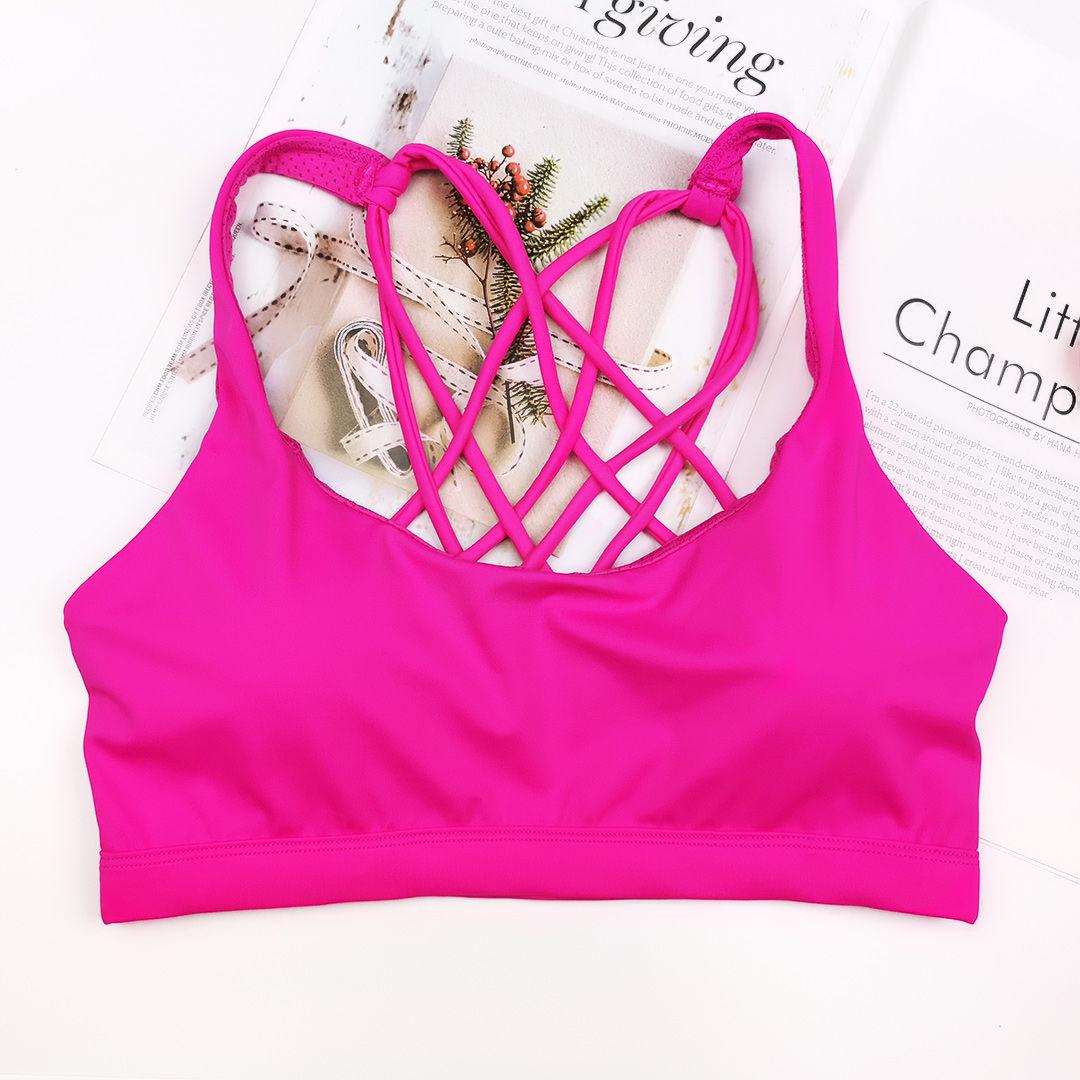 Fitness Sports Bra for Women Push Up Solid Cross Back Yoga Running Gym Workout Femme Shockproof Bra