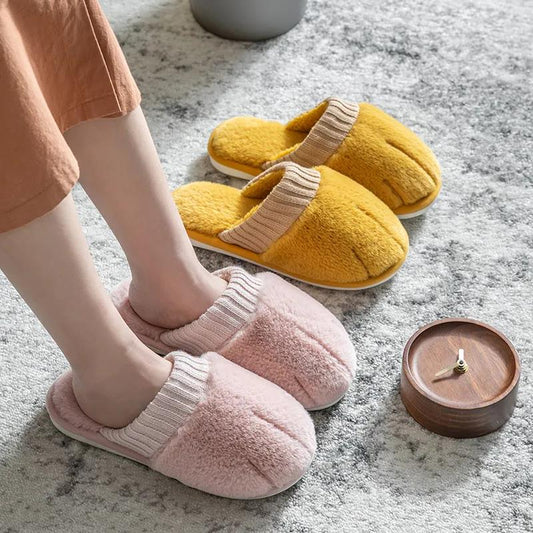 Autumn and Winter Fashion Cotton Slippers Indoor Non-slip Soft-soled Shoes Warm Simple Plush Cotton Shoes
