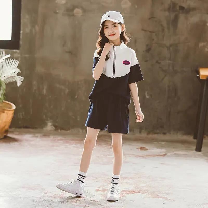 Girls' Summer Suits Children's Fashion Western Style Sports Net Red Summer Clothes Children's