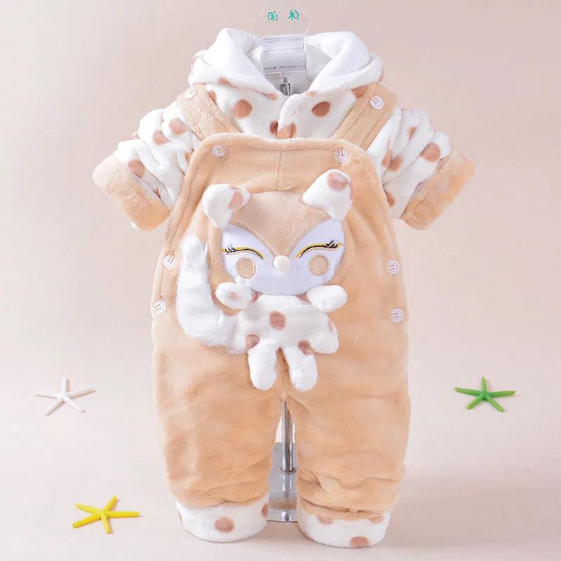 Newborn Flannel Children's Bib Set Clothes Western-style Solid Color Hooded Baby Cotton Jacket Winter Thin Cotton Three-piece Set