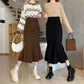 Wrench Cord Velvet Hip Skirt Autumn and Winter Waist Slim A Word Skirt Children Lotus Pleated Fish Tail Skirt