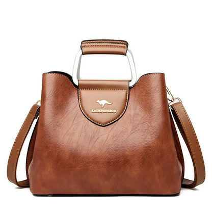 Genuine Leather Bag Women's Fashion Middle-aged Handbag Soft Leather Mother Shoulder Bag Cowhide Messenger Bag