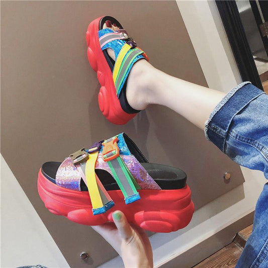 2020 Top-selling Women Sandals Plus Size Butterfly Bow Slippers Summer High Heel Shoes Big Flower Design Slippers
