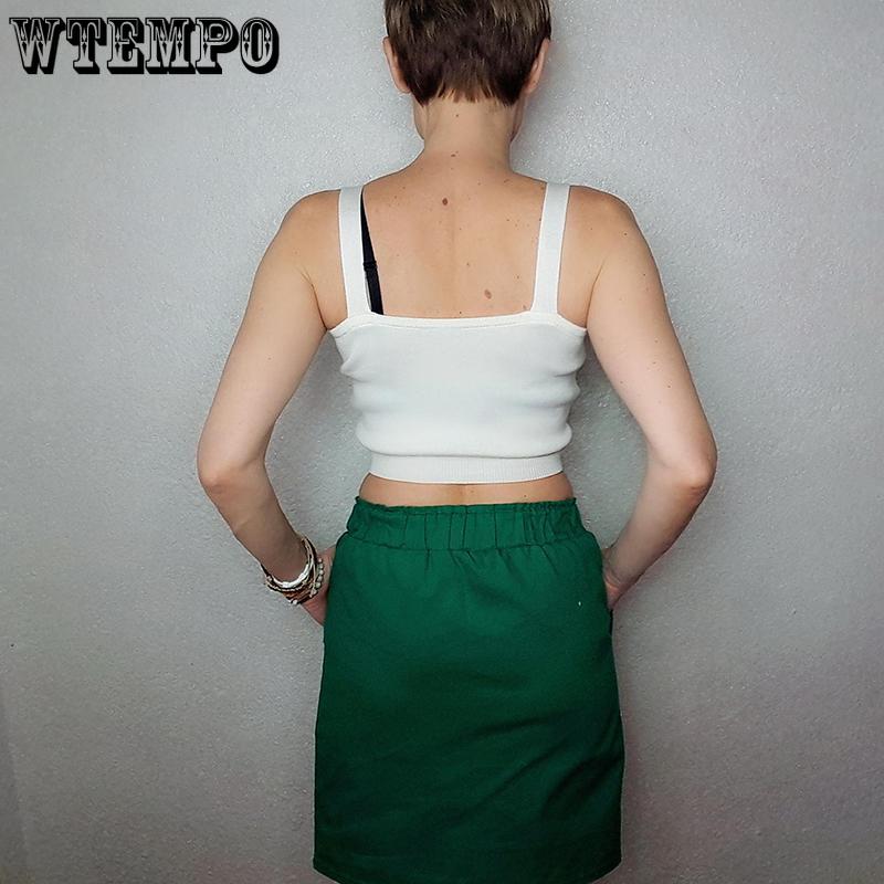 Cotton and Linen Short Skirt Summer Women's Casual High Waist Bow Loose Bag Hip Skirt with Pocket