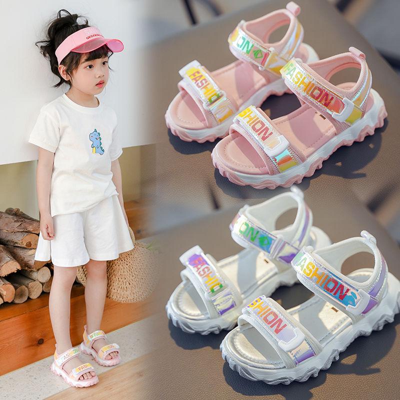 Girls' Sandals  Summer Big Children's Fashion Sports Soft-soled Sandals Little Princess Girls' Shoes Breathable Lightweight