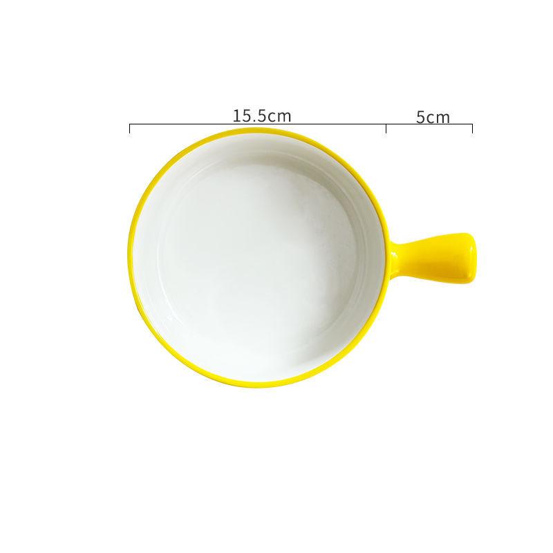 Nordic Style Instant Noodle Bowl with Handle Ceramic Baking Bowl Baked Rice Bowl Fruit Salad Bowl Home Microwave Oven Creative Baking Tray