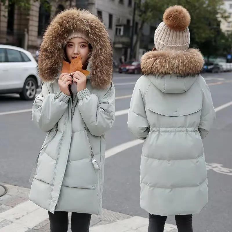 Down Padded Jacket Korean Style Mid-length Fashion Padded Jacket Loose Waist Winter Jacket Thick Padded Jacket