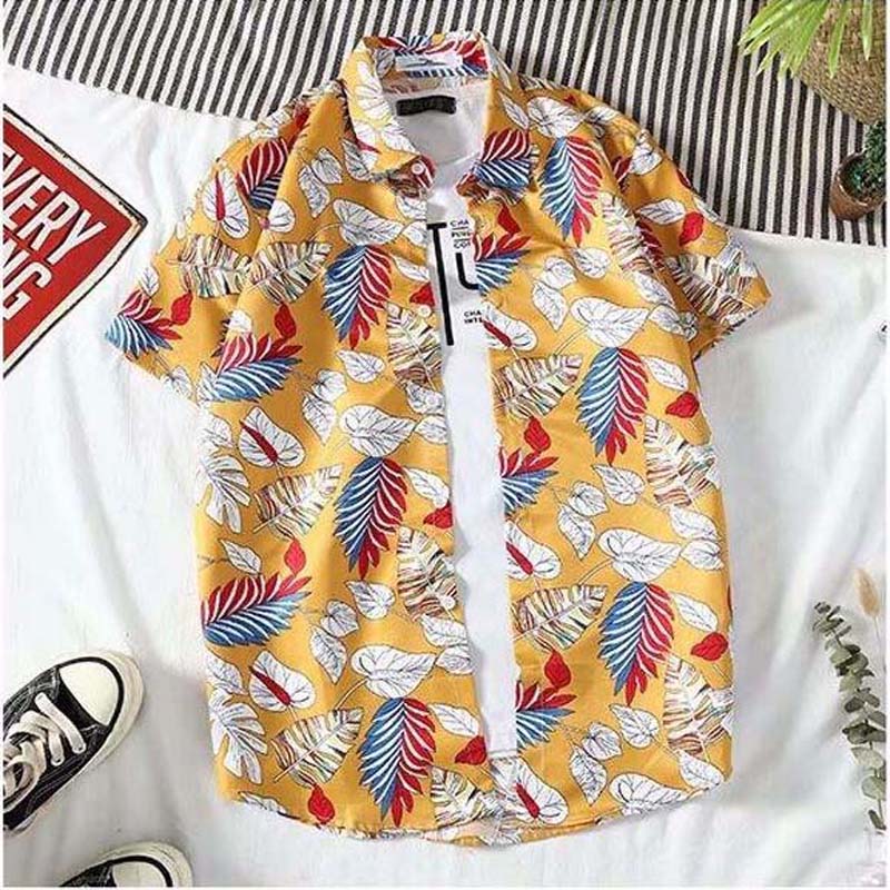New Retro Flower Shirt Men's and Women's Beach Casual Short-sleeved Shirt