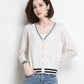 Spring and Autumn Short Cardigan Sweater Long Sleeve V-neck Top Fashion Knitted Women's Jacket