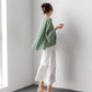 Knit Sweater Women Loose T-shirt Thin Spring, Summer and Autumn Trumpet Three-quarter Sleeves One-shoulder Top