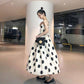 Women's White Sling Polka Dots Print Sexy Boho Dress Ladies Pleated Evening Party Beach Sundress
