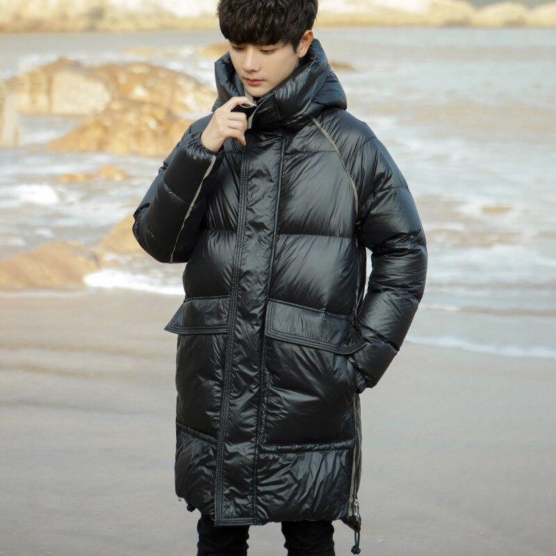 Men's Down Jacket Long Winter Youth Parka Coat Thick Coat Fashion 95% White Down Jacket