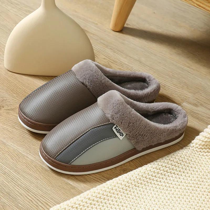 Winter Warm Cotton Slippers Women Men Home Shoes Simple Non-slip Indoor Slides Corduroy Couple Slipper Female Shoes