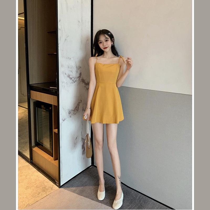 WTEMPOWomen Sexy Strapless Sling Dress Tight-fitting Sleeveless Ruffled Lace-up Nightclub Bar Party  Dress