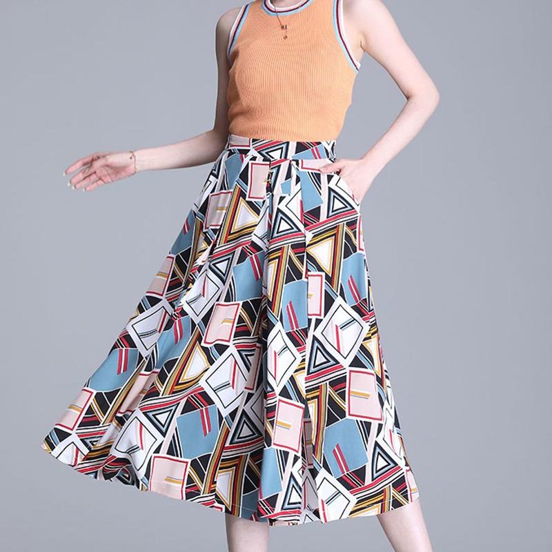 Women Chiffon Skirt-like Wide-leg Pants Loose Summer Cool and Breathable High Waist Trousers