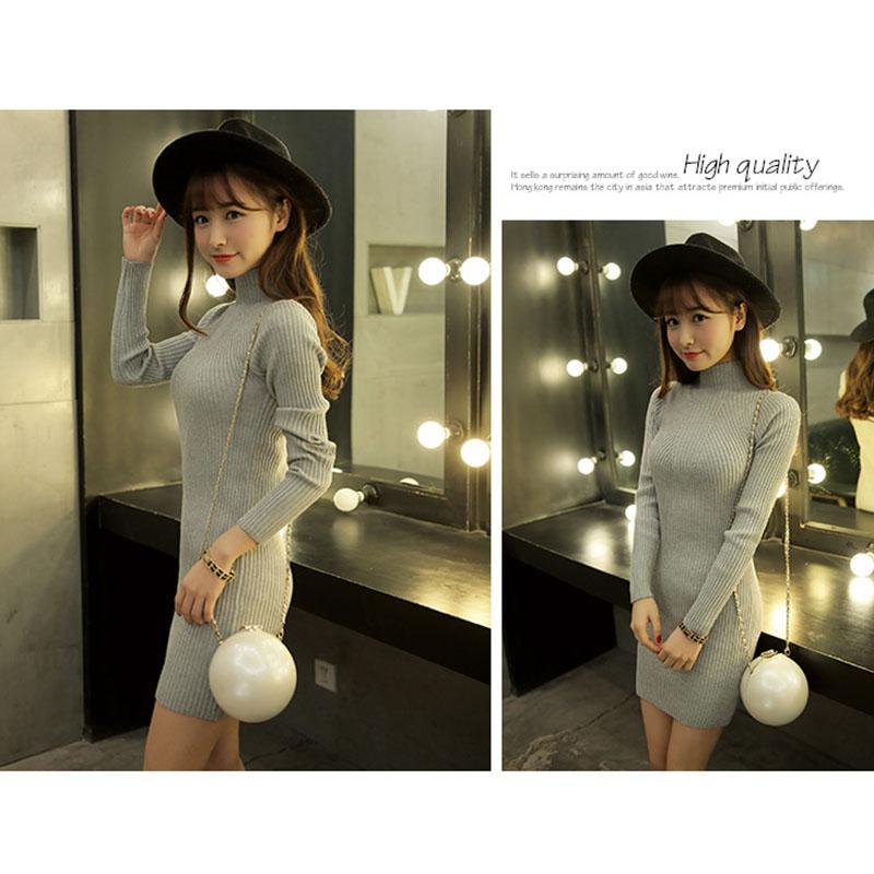 Autumn and Winter Thick Sweater Mid-length Tight-fitting Bottoming Shirt Fashion Casual Slim Dress