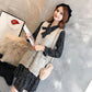 Set Female Autumn and Winter Polka Dot Chiffon Dress + Loose Knitted Sweater Vest Vest Two-piece Suit Can Be Worn with A Coat