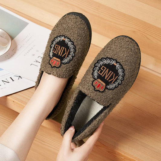 Furry Shoes Autumn and Winter Cotton Shoes Women's Shoes Cotton Slippers To Keep Warm and Velvet Leisure Pedal