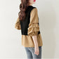 Fake Two-piece Top Shirt Black and White Three-quarter Sleeves Loose All-match Plus Size Women's Clothing