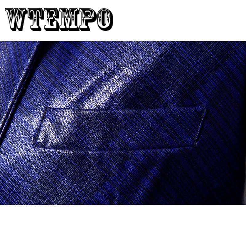 Large size British Fine twill glossy print suit men's casual fashion leather bright suit