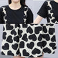 1 Pcs Stitching Short Sleeve Dress Plus Size Women's Clothing Spring Summer S-XXXL Loose Love Heart Shape Print