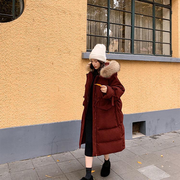 Cotton Jacket Female Winter Student Korean Style Loose Big Fur Collar Mid-length Bread Coat Cotton Jacket