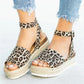 35-43 Yard Leopard Pattern Hemp Rope Female Casual Sandals Thick Bottom Comfortable Sandals