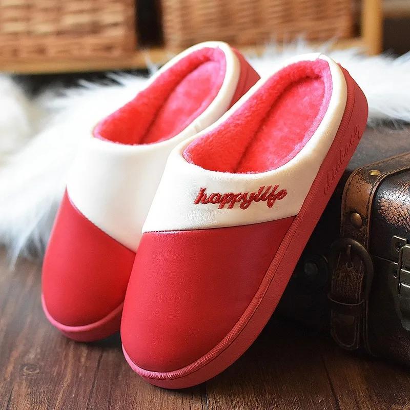 Women Winter Warm Fur Slippers Men Couples House Non-slip Soft Shoes Comfort Flat Heel Home Indoor Bedroom Zapatillas Casa Mujer